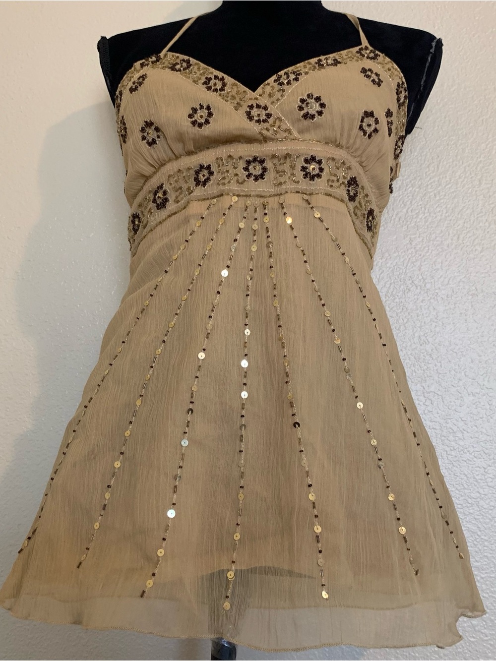 Rampage Gold Sequin Halter Top - Picture 2 of 9